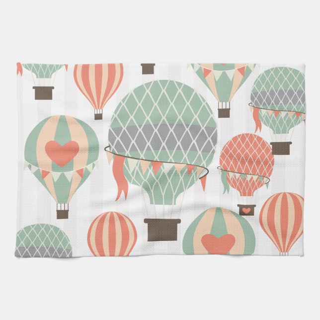 Paño De Cocina Globos de aire caliente Pastel elevándose cielo ra (Horizontal)