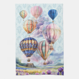 Paño De Cocina Globos de aire caliente sobre el paisaje rural