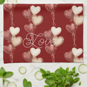 Paño De Cocina Globos de Corazón de Crema Roja Amor