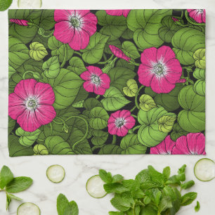 Paño De Cocina Gloria matutina en rosa y verde