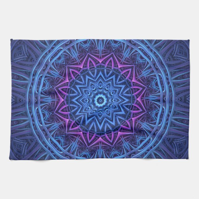 Paño De Cocina Glow Mandala nocturna (Horizontal)