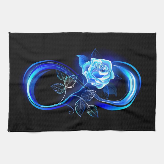Paño De Cocina Glowing infinity with blue rose (Horizontal)