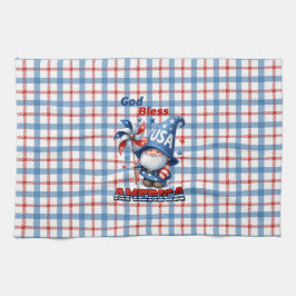 Paño De Cocina Gnome americano: Dios bendiga a los Estados Unidos