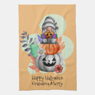 Paño De Cocina Gnome de Halloween otoño deja calabaza