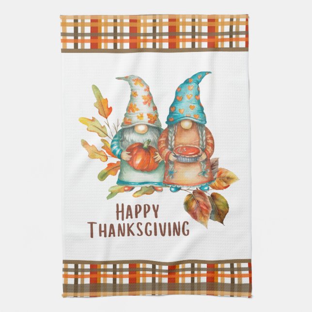 Paño De Cocina Gnomes de Acción de Gracias (Vertical)