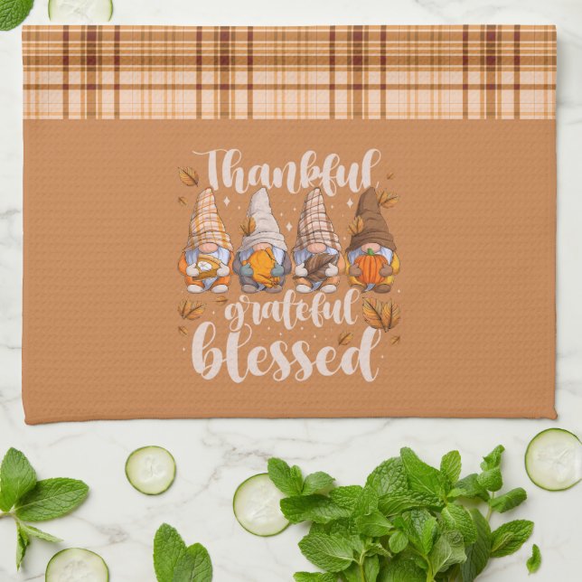 Paño De Cocina Gnomos Agradecidos – Bendiciones de Otoño (Doblado)