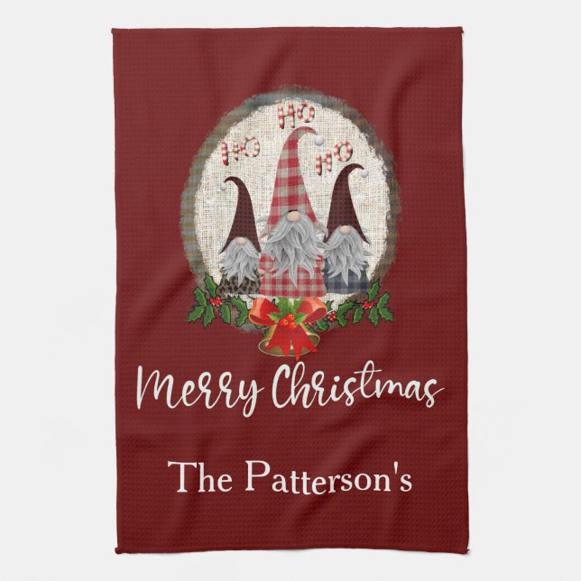 Paño De Cocina Gnomos de Navidad rojos Elfos de moda  (Vertical)