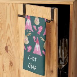 Paño De Cocina Gnomos de Navidad y renos con guantes