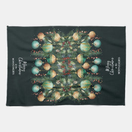 Paño De Cocina Gold Green Christmas Ornaments