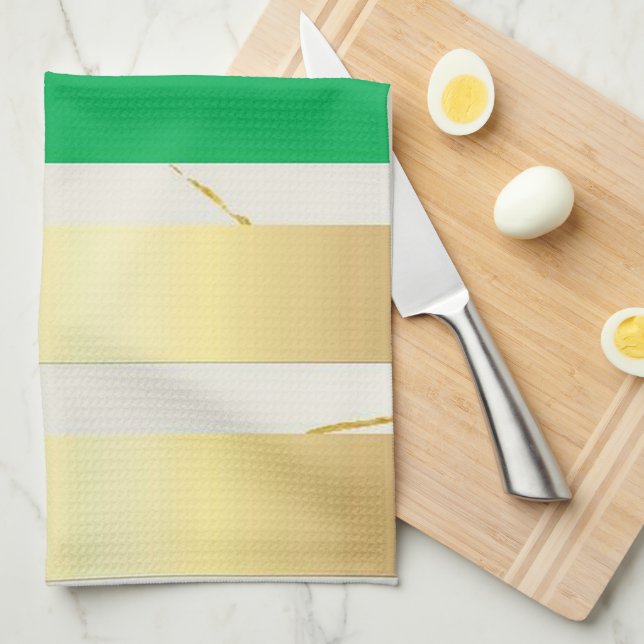 Paño De Cocina Gold & Green Marble Stripe (Doblado Cuarto)