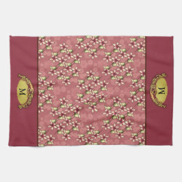 Paño De Cocina Gold Merry Christmas Red Poinsettia Monogramada