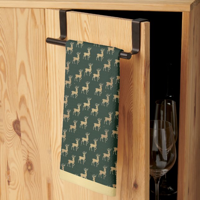 Paño De Cocina Gold Reindeer Winter Wonderland Kitchen Towels (Pliegue de tercios)