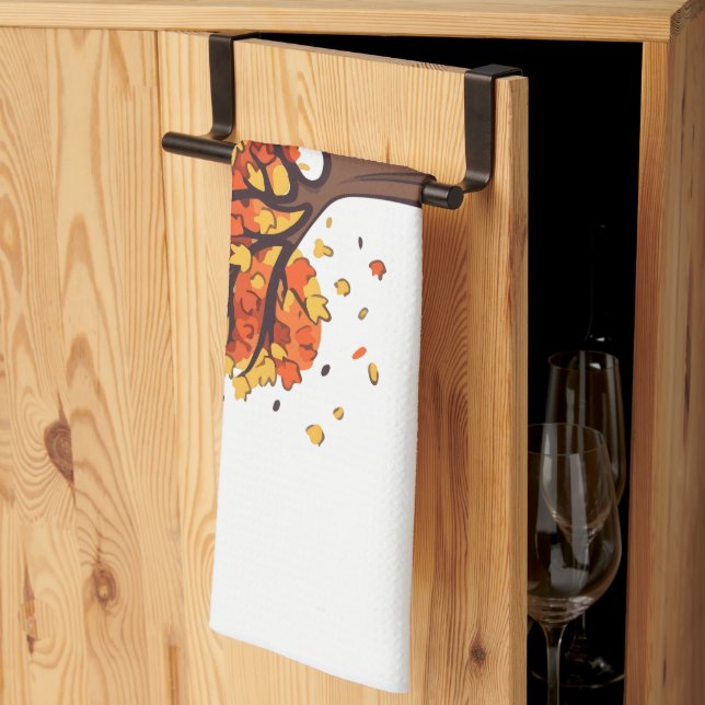 Paño De Cocina Golden Autumn Trees Happy Thanksgiving Greeting (Pliegue de tercios)