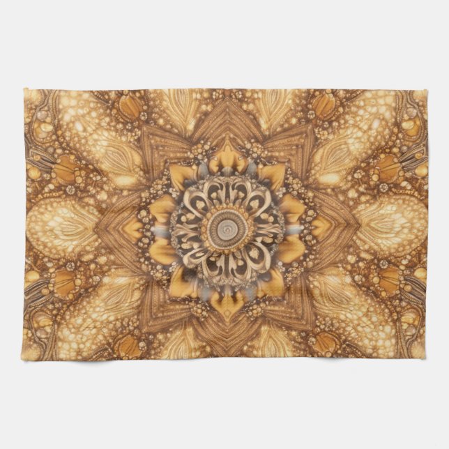 Paño De Cocina Golden Mandala Kaleidoscope Pattern Kitchen Towel (Horizontal)