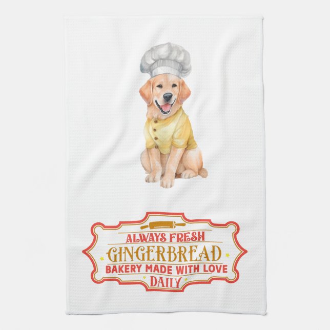 Paño De Cocina Golden Retriever Chef Baking Gingerbread (Vertical)