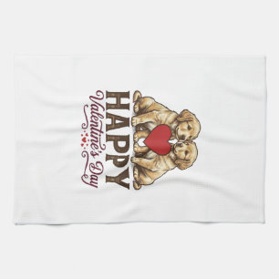 Paño De Cocina Golden Retriever Feliz día de San Valentín