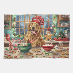 Paño De Cocina Golden Retriever Holiday Baking: Navidades festivo