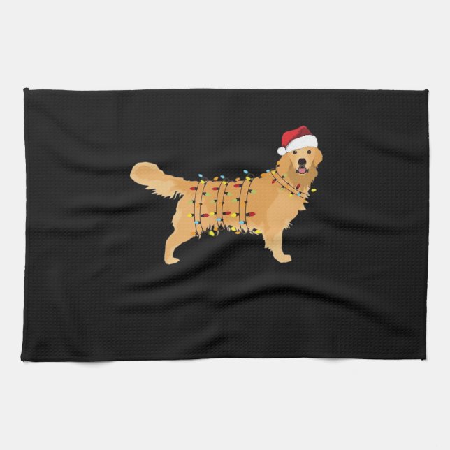 Paño De Cocina Golden Retriever Holiday Christmas Light Essential (Horizontal)