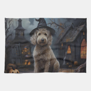 Paño De Cocina Goldendoodle Pumpkins Halloween Scary