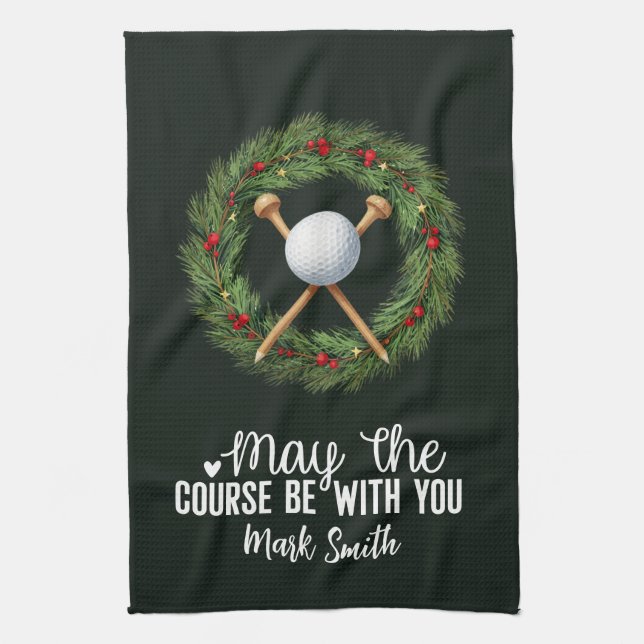 Paño De Cocina Golf con tema de Navidad para golfista  (Vertical)
