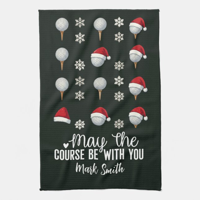 Paño De Cocina Golf con tema de Navidad para golfista  (Vertical)