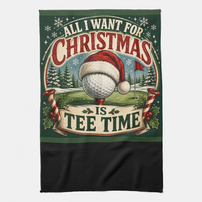 Paño De Cocina Golf Feliz Navidad con temática de bola de golf (Vertical)