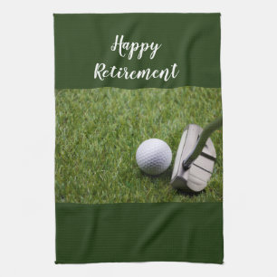 Paño De Cocina Golf Happy Retirement bola de golf y Putter Golf