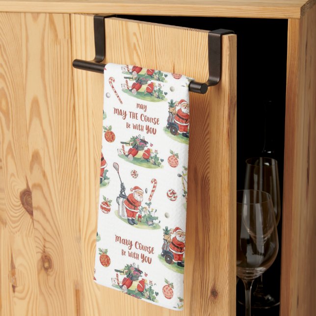 Paño De Cocina Golf Que el campo esté con ustedes Navidades Santa (Pliegue de tercios)