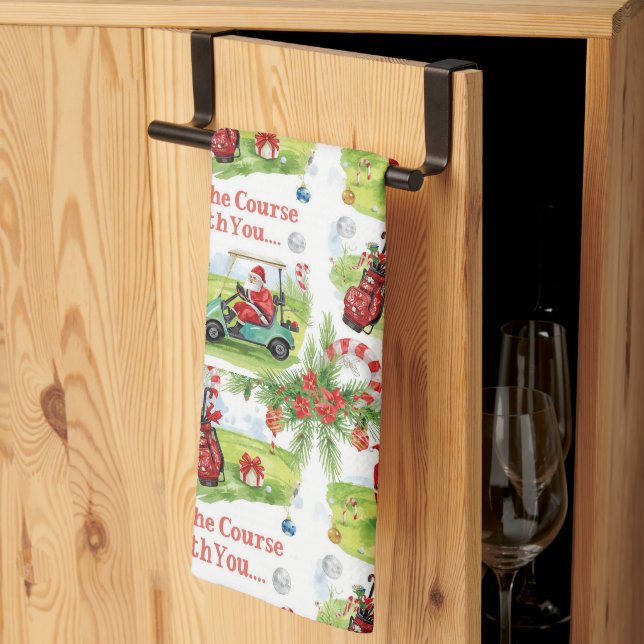 Paño De Cocina Golf Que el campo esté con ustedes Navidades Santa (Pliegue de tercios)