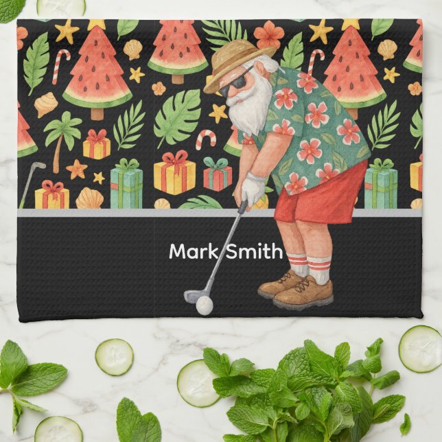 Paño De Cocina Golf Santa Claus Golf Summer Hawaiian (Doblado)