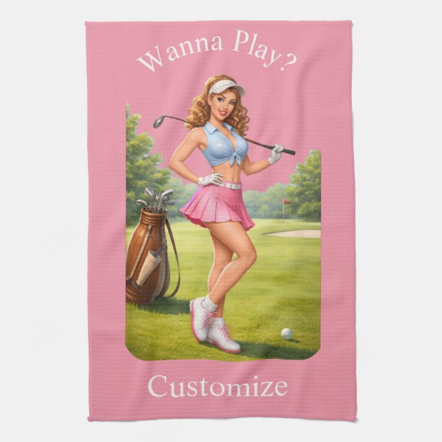 Paño De Cocina Golfista femenina en forma Thunder_Cove (Vertical)