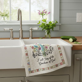 Paño De Cocina Goodness of God quilted look floral music