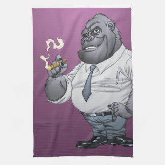 Paño De Cocina Gorila de Boss del hombre de negocios del cigarro