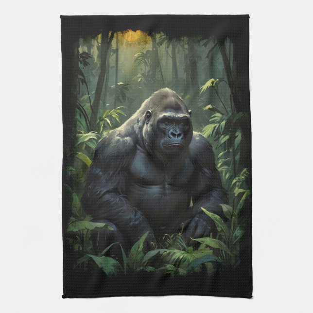 Paño De Cocina Gorila de Silverback en la selva ruandesa (Vertical)