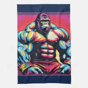 Paño De Cocina Gorilla Bodybuilder Lifter Pop Art Personalizado