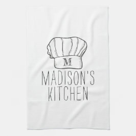 Paño De Cocina Gorra Cocinero Moderno Monograma Nombre sencillo y