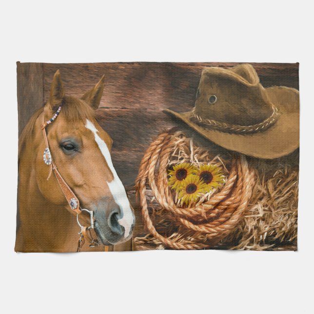 Paño De Cocina Gorra Lasso Sunflowers de Cowboy Occidental (Horizontal)