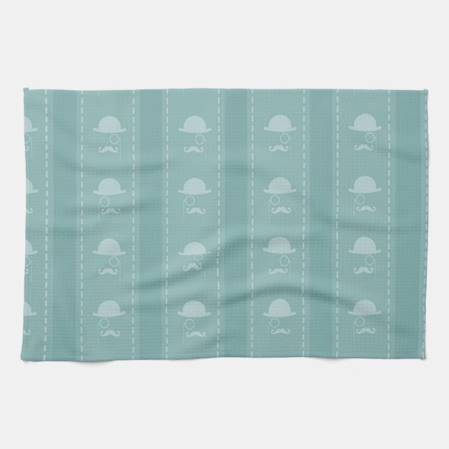 Paño De Cocina Gorras y bigotes azules (Horizontal)