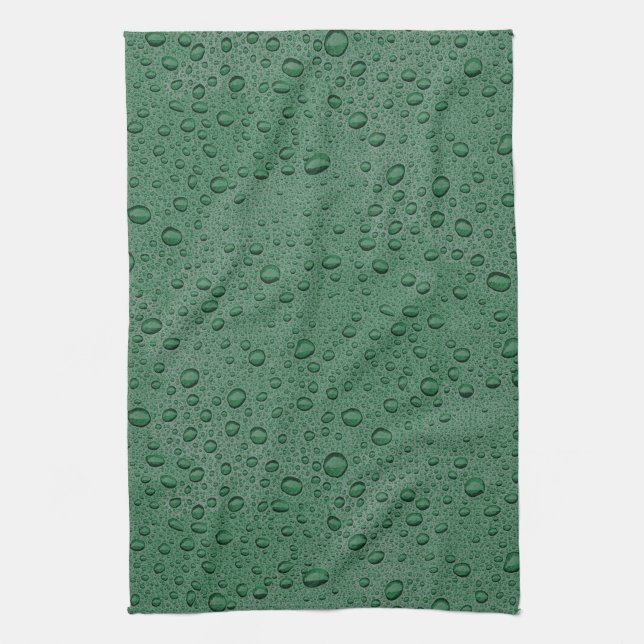Paño De Cocina Gotas de agua verde (Vertical)