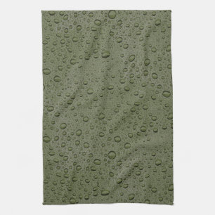 Paño De Cocina Gotas de agua verde oliva