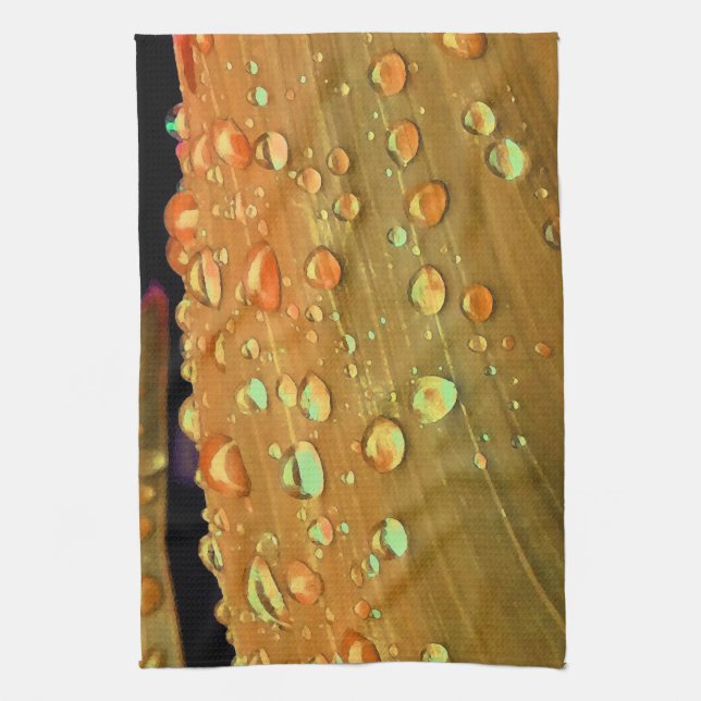 Paño De Cocina Gotas de lluvia cerradas, Naranja de óxido espacia (Vertical)