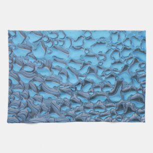 Paño De Cocina Gotas de lluvia suaves en vidrio azul