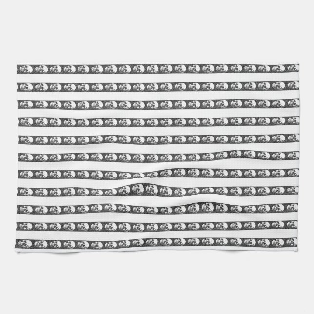 Paño De Cocina Gothic striped pattern with skulls (Horizontal)
