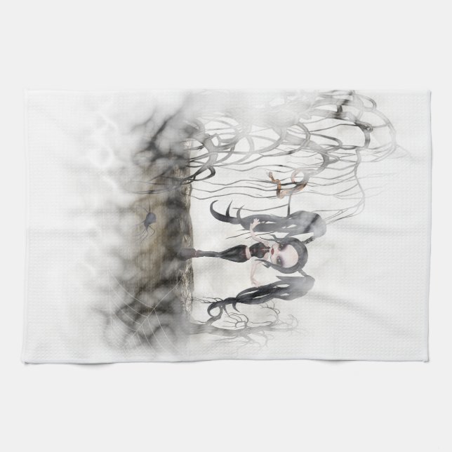 Paño De Cocina Gótico Sepia Chica Vignette (Horizontal)