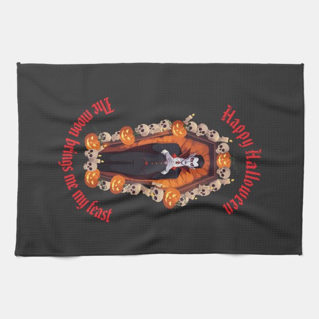 Paño De Cocina 🧛 ‍ ♂️ Gótico Vampire Halloween Black Kitchen Toa (Horizontal)