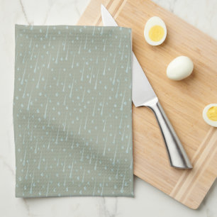 Paño De Cocina Gotitas de lluvia Cute Día lluvioso Verde oliva