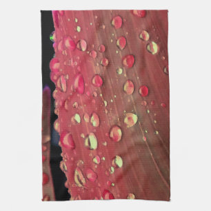 Paño De Cocina Gotitas de lluvia en primer plano, rojo cereza esp