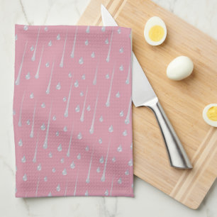 Paño De Cocina Gotitas de Lluvia Lindas Día Lluvioso Rosa Claro