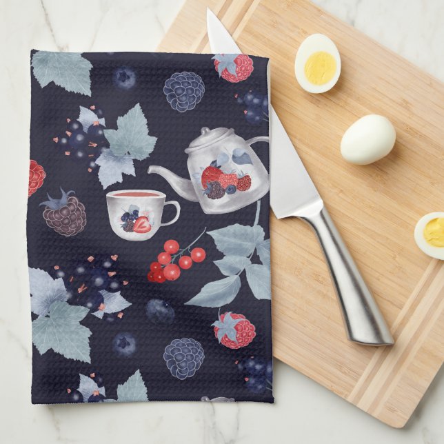 Paño De Cocina Gouache Berries Pattern Apron (Doblado Cuarto)