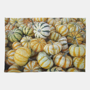 Paño De Cocina Gourdes de cosecha de otoño verde y naranja